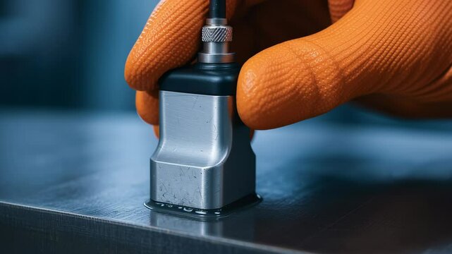 Quality control manufacturing processes utilize advanced sensor inspection technology for precise ultrasonic testing metal surfaces ensuring defect