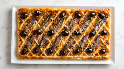 Delicious Onion Tart with Anchovies and Olives Perfect for Gourmet Dishes and Culinary Creations