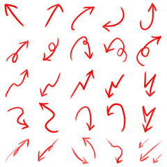 Various red sketch-style arrows on transparent background

