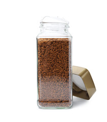Instant coffee in glass jar isolated on white