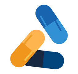 Drug Pills icon, on transparent background, flat line design, vector illustration