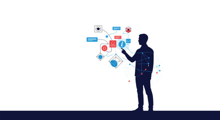 Man Using Digital Technologies for Data Management