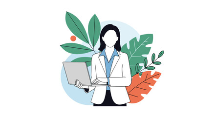 Woman with Laptop Businesswoman Office Work