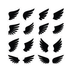 Vector art of set of wings isolated on white background