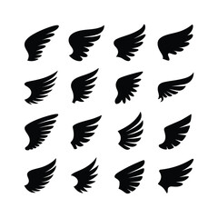 Obraz premium Vector art of set of wings isolated on white background