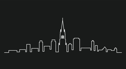 An Outline Of An Urban City Skyline