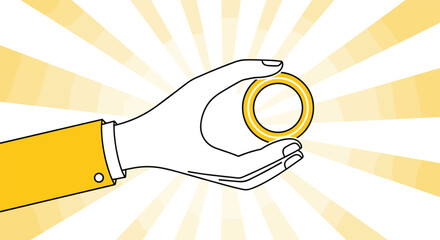 Offering A Golden Ring As Symbol of Love