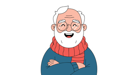 A Happy Old Man With a Red Scarf