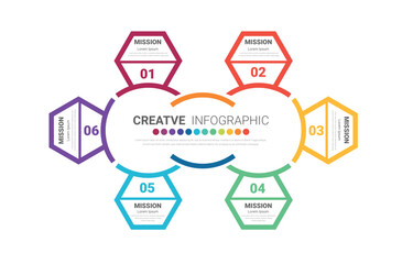 Circle infographics elements design with numbers 6 option, 6 step. can be used for workflow layout, diagram, number step up options.
