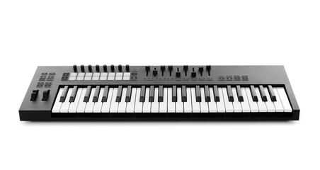 One portable MIDI keyboard isolated on white