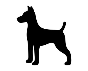 Silhouette of a doberman pinscher, a vigilant guard dog standing alertly