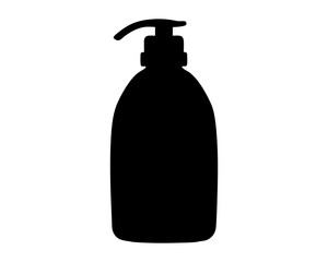 Elegant black silhouette of liquid soap dispenser bottle on a white background