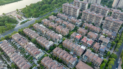 Aerial view of urban architecture scenery