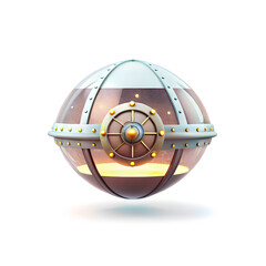 Futuristic Steampunk Orb with Internal Glow
