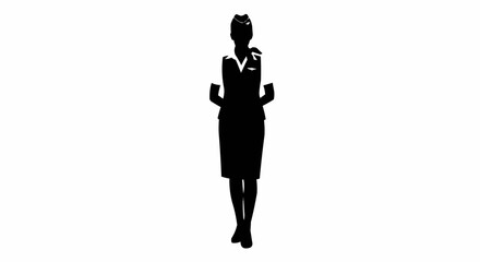 Obraz premium Flight Attendant Vector – Silhouette for Aviation, Service Industry, and Travel Professional Concepts
