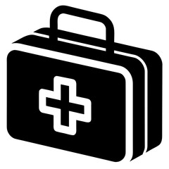 Obraz premium Medical first aid kit with handle silhouette vector illustration