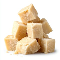 Close-up shot of cut Parmesan cheese
