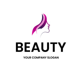 Logo woman silhouette, head, face logo isolated. Use for beauty Vector logo template for hair salon