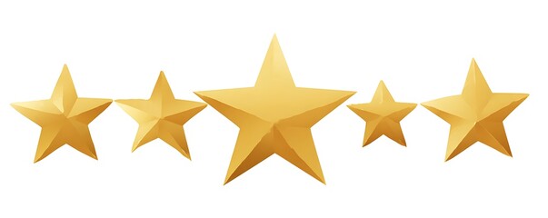 Obraz premium Five golden stars arranged in a row on a clean white background