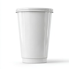 A clean, simple white disposable coffee cup with a lid. Perfect for branding or mockup designs.