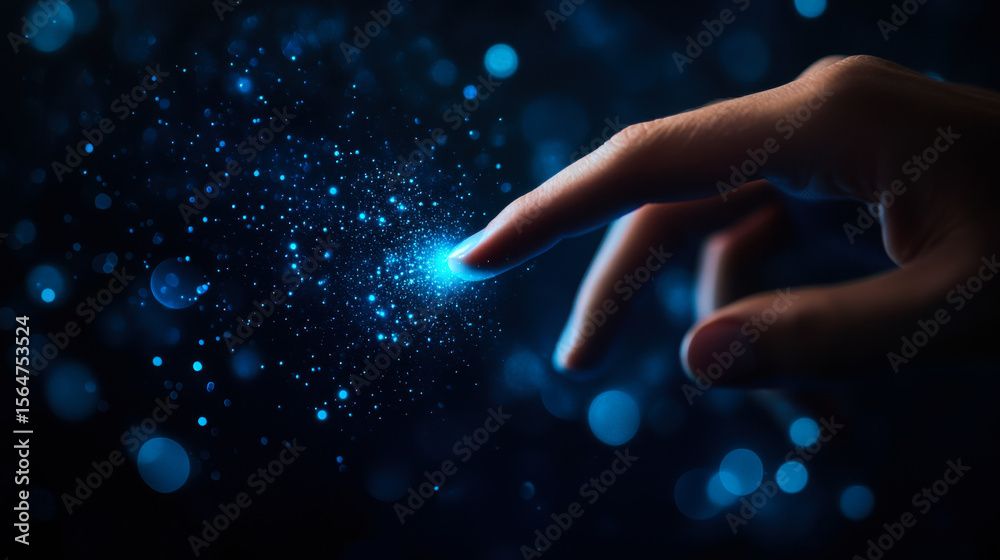 Aufkleber Exploring the connection between technology and imagination through a glowing digital touch