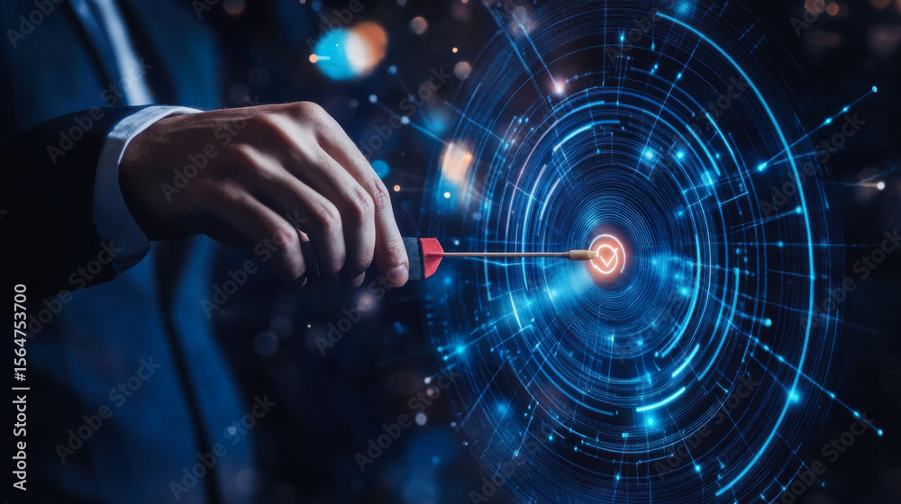 Poster digital interface interaction showcasing advanced technology in a futuristic setting