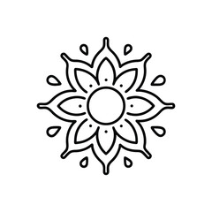 Elegant floral line art design featuring a symmetrical flower motif with delicate outlines