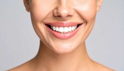 Obraz premium Closeup of a Woman's Bright Smile Healthy Teeth and Glowing Skin.