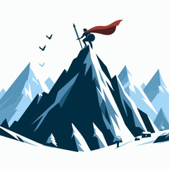 illustration of a person climbing a mountaiun 