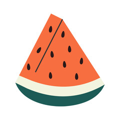slice of red watermelon. Flat vector illustration. Isolated.