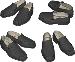 vector sketch illustration of formal shoe design for work with formal appearance