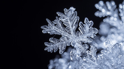Delicate frostwork ice crystals, a study in natural elegance and minimalist beauty.
