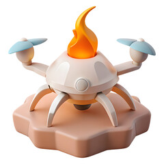 Cartoon Drone on Fire, 3D Render