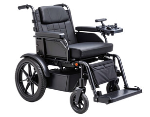 Compact Foldable Electric Wheelchair for Travel, isolated on transparent background.