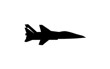 Fototapeta premium A sleek, black silhouette of a fighter jet in flight, showcasing its aerodynamic design.