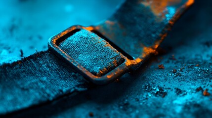 Moody Macro Close-Up of a Rusty Buckle with Dramatic Lighting