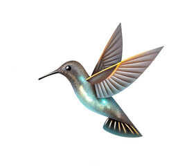 A Vibrant Hummingbird in Flight, Adorned with Celestial Patterns.