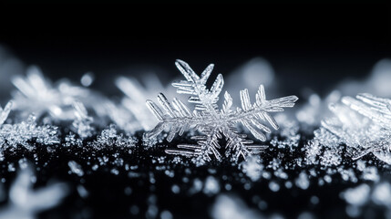 Delicate frostwork ice crystals, a study in natural elegance and minimalist beauty.
