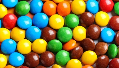 Colorful Candy Coated Chocolate Candies Background Texture.