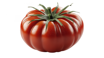 Red ripe tomato isolated on a white background, a fresh and healthy vegetable On a transparent background