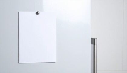 Blank White Note on Refrigerator Door Mockup.