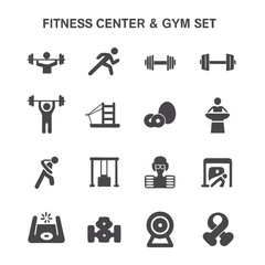fitness center and gym icon set illustration