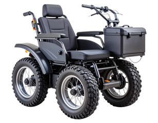 Heavy Duty Electric Wheelchair with Off-Road Tires, isolated on transparent background.