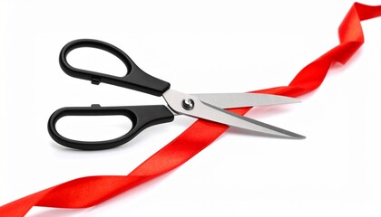 Red Ribbon Cutting Ceremony Scissors New Beginning.