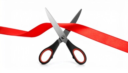 Red Ribbon Cutting Ceremony Scissors New Beginning.