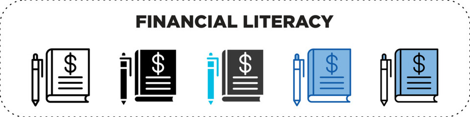 Financial Literacy Icon Pack Line Glyph