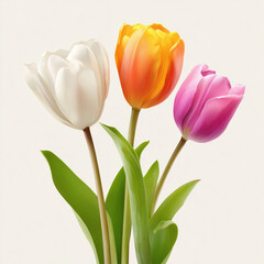 Obraz premium Stunning Colorful Tulips Bouquet , PNG isolated cut out image