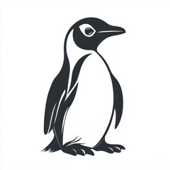Naklejka premium Black and white penguin illustration in a minimalistic design showcasing its unique features