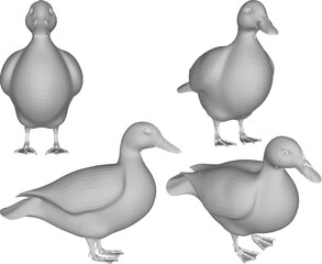 silhouette vector illustration of duck animal design with beak on farm for meat stock