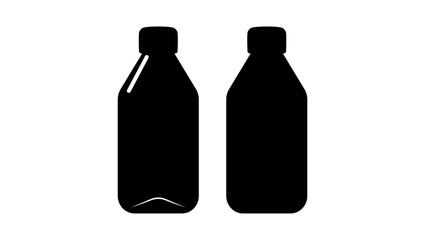 Oval Pharmacy Plastic Bottle , black isolated silhouette